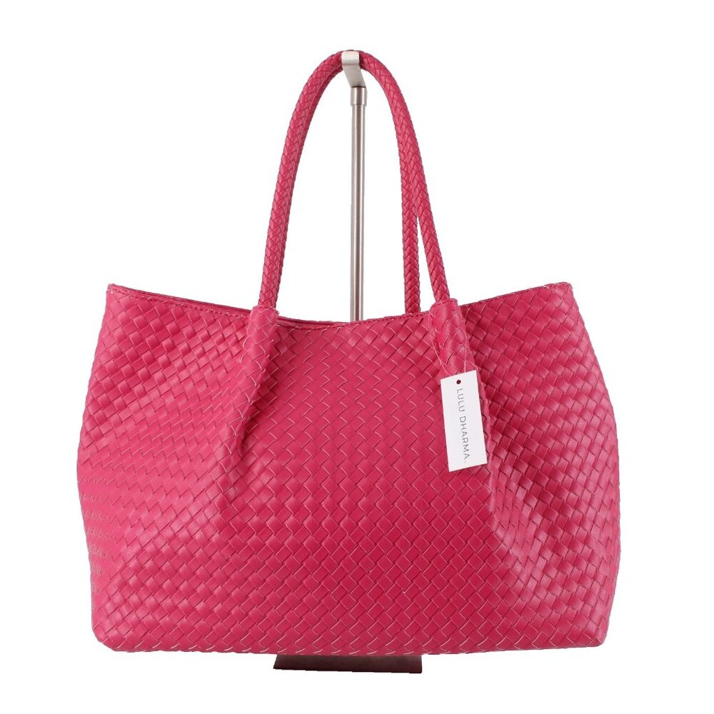 Lulu Dharma Purse 19 x 11 x 6 Fuchsia Pink Napa Vegan Leather Tote Purse